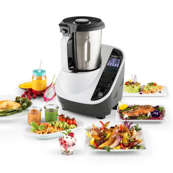Klarstein Robot de bucatarie, Programe 500/1100 W din oțel inoxidabil negru / alb